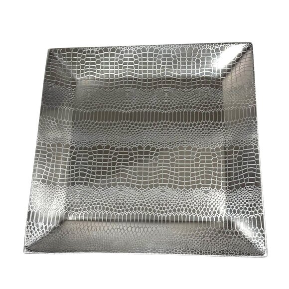 NWT GODINGER Square Silver Tray Wine Caddy Bottle Holder Snake Pattern Dining - Picture 4 of 14